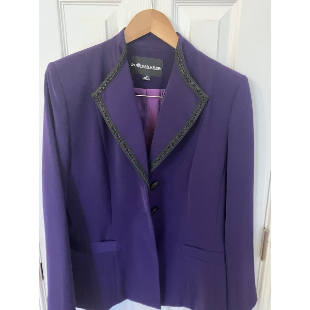 Sag Harbor Suit Women's Purple Blazer Jacket Size 10 Tailored Career Outerwear